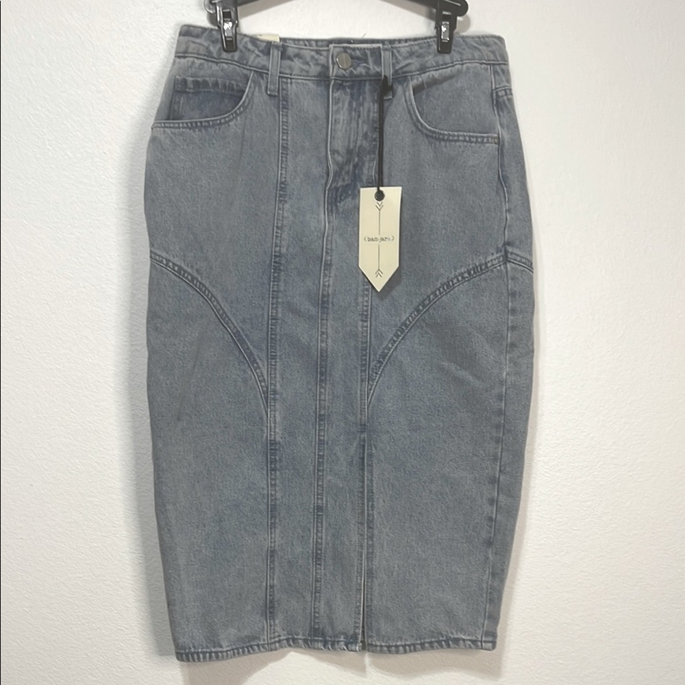 Ban Jara Blue Jean Midi Pencil Skirt Size 9/28 Waist 15.5” NWT